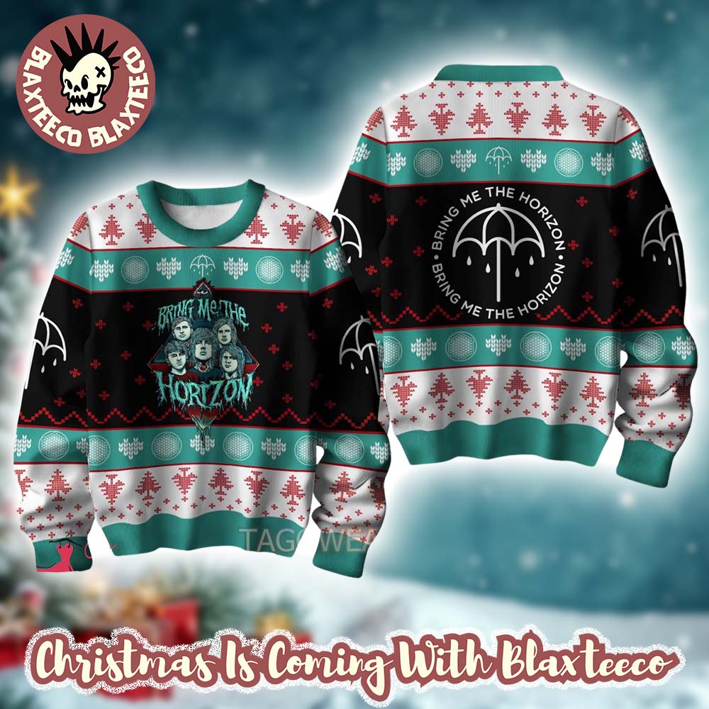 Bring Me The Horizon Band Illustrator Umbrella Signature Ugly Christmas Sweater Unisex T-shirt, Sweatshirt, Hoodie, Long Sleeve Tee - T-Shirt, Sweatshirt, Hoodie