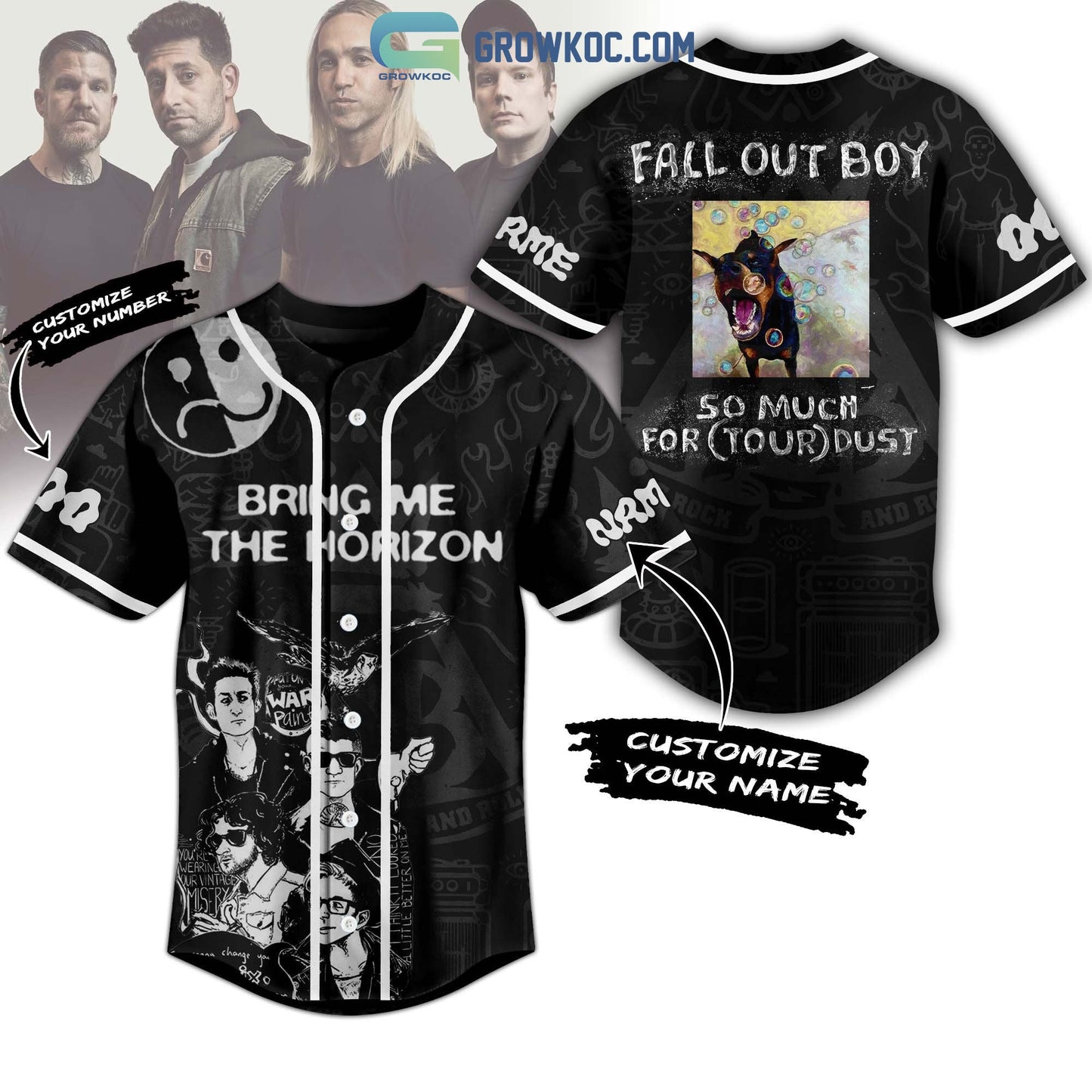 Bring Me The Horizon Fall Out Boy So Much For Tour Dust Personalized Baseball Jersey baseball jersey product view 1