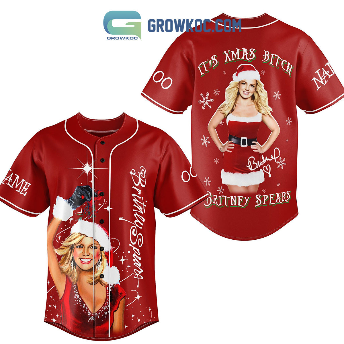 Britney Spears It Is Xmas Btch Baby One More Time Christmas Custom Name Number Baseball Jersey baseball jersey product view 1