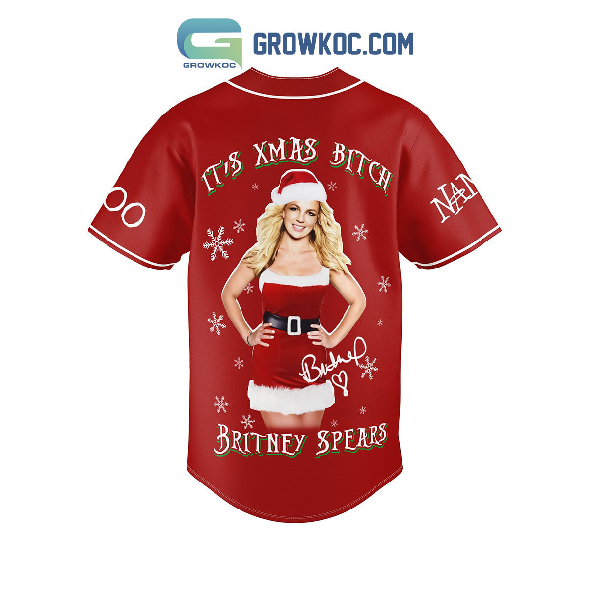 Britney Spears It Is Xmas Btch Baby One More Time Christmas Custom Name Number Baseball Jersey baseball jersey product view 3
