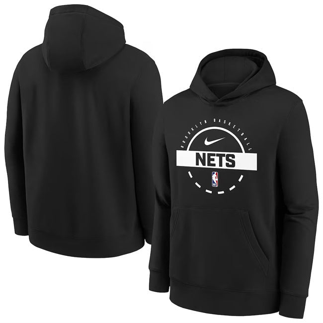 Brooklyn Nets Black 2025 26 Practice Club Pullover Hoodie Basketball Jersey basketball jersey product view 1