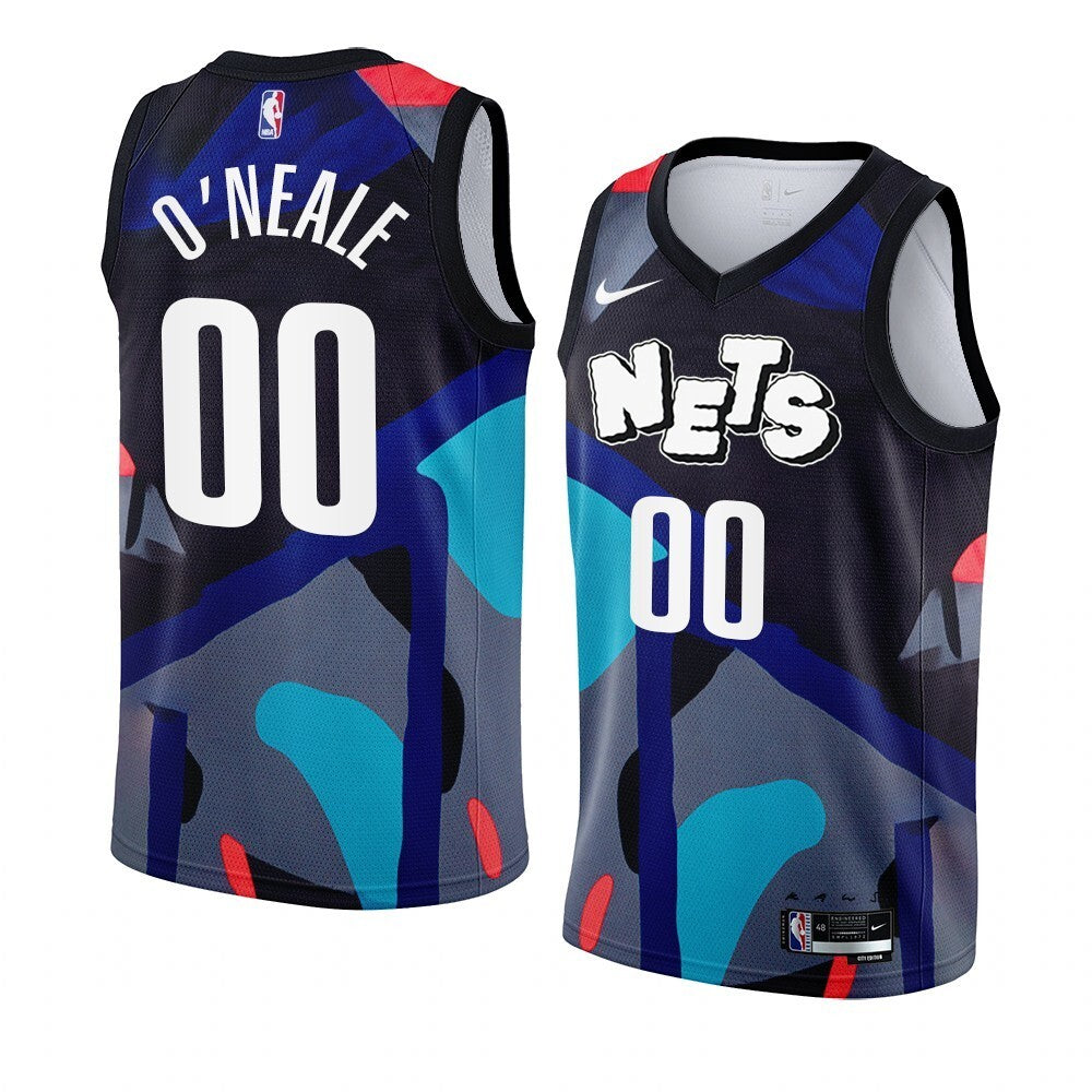 Brooklyn Nets #00 Royce O'Neale 2023-24 City Edition Black KAWS Jersey Men's Basketball Jersey basketball jersey product view 1