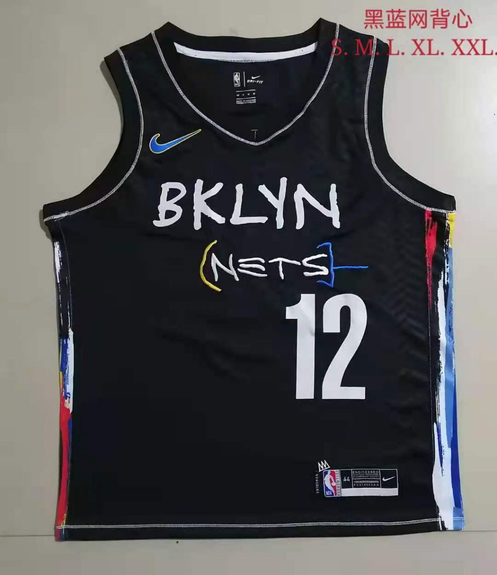 Brooklyn Nets #12 Joe Harris Nets Black v Collar 12 # Hot Press s-2xl Style 2 Basketball Jersey basketball jersey product view 1