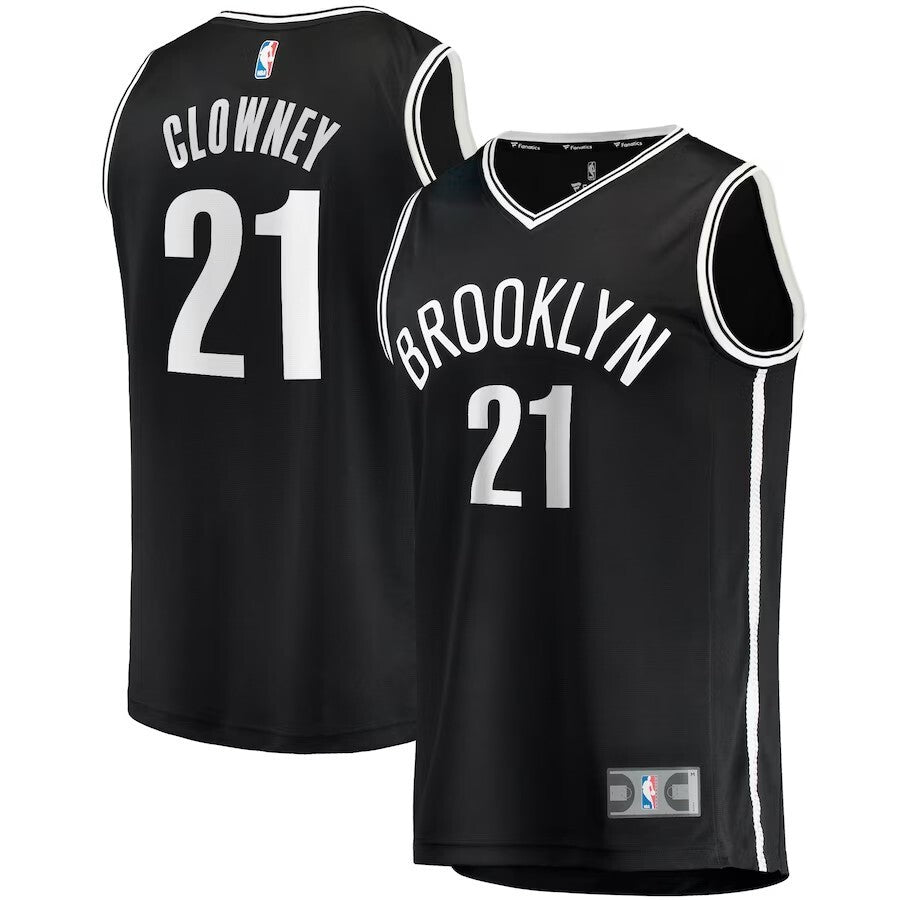 Brooklyn Nets #21 Noah Clowney 2023 NBA Draft First Round Pick Fast Break Replica Jersey - Icon Edition - Black basketball jersey product view 1