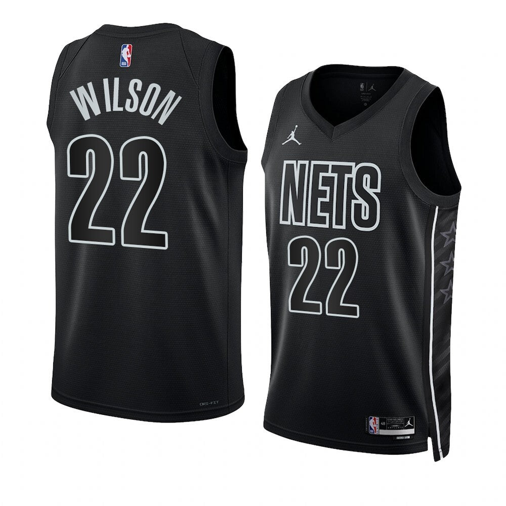 Brooklyn Nets #22 Jalen Wilson Statement Edition Black Jersey 2023 NBA Draft Basketball Jersey basketball jersey product view 1