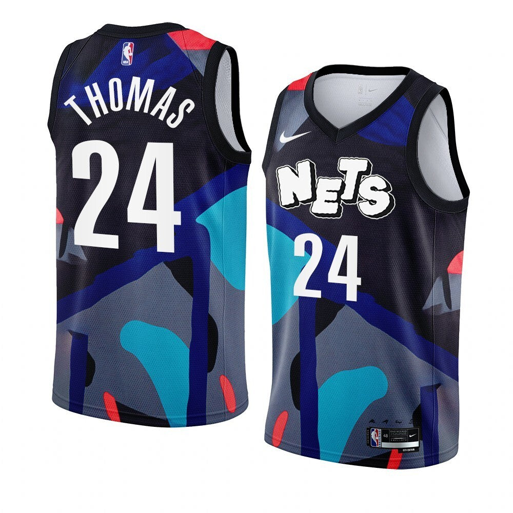 Brooklyn Nets #24 Cam Thomas 2023-24 City Edition Black KAWS Jersey Men's Basketball Jersey basketball jersey product view 1