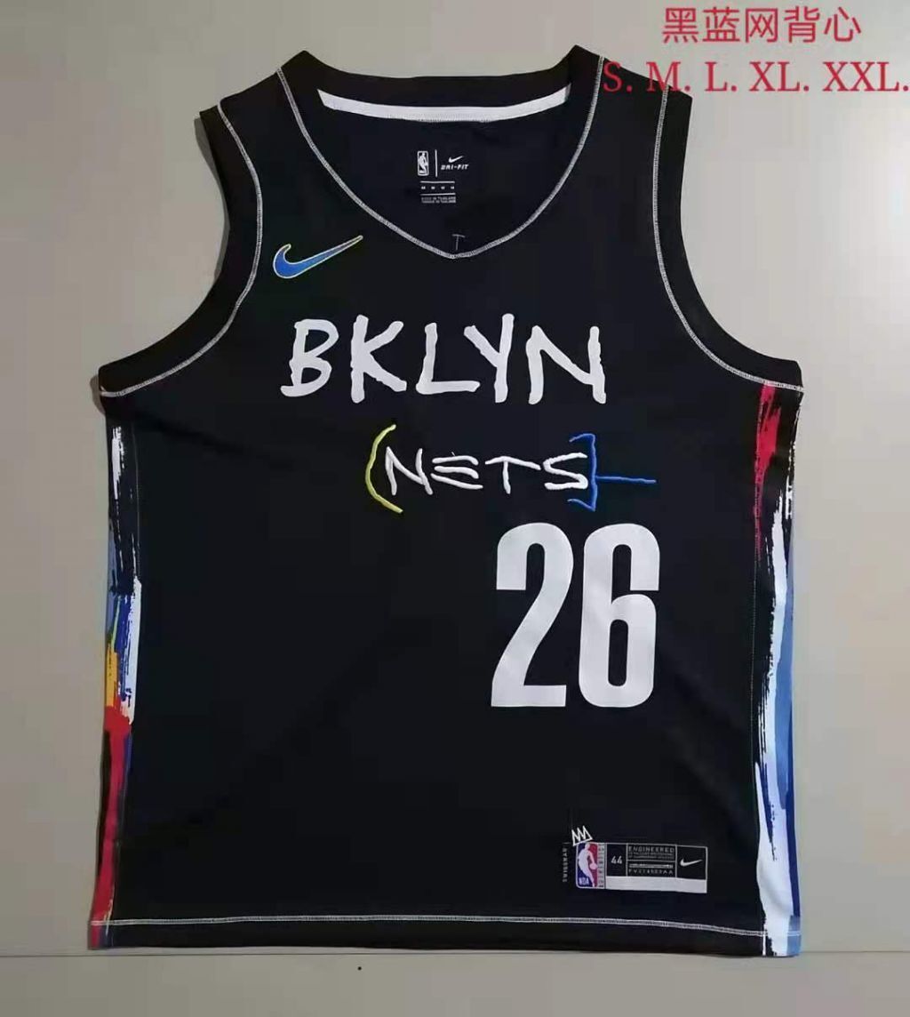 Brooklyn Nets #26 Spencer Dinwiddie Nets Black v Collar 26 # Hot Press s-2xl Style 2 Basketball Jersey basketball jersey product view 1