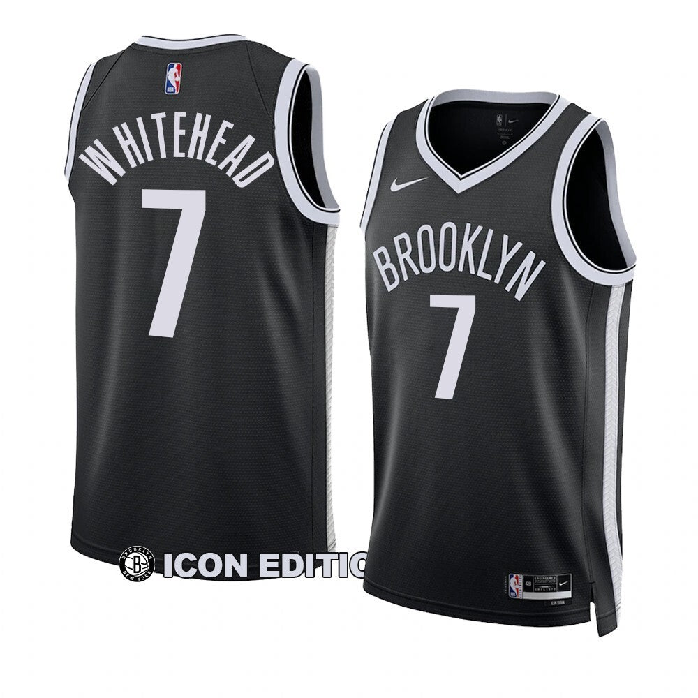Brooklyn Nets #7 Dariq Whitehead 2023 NBA Draft Men Black Jersey 2022-2023 Icon Edition Basketball Jersey basketball jersey product view 1
