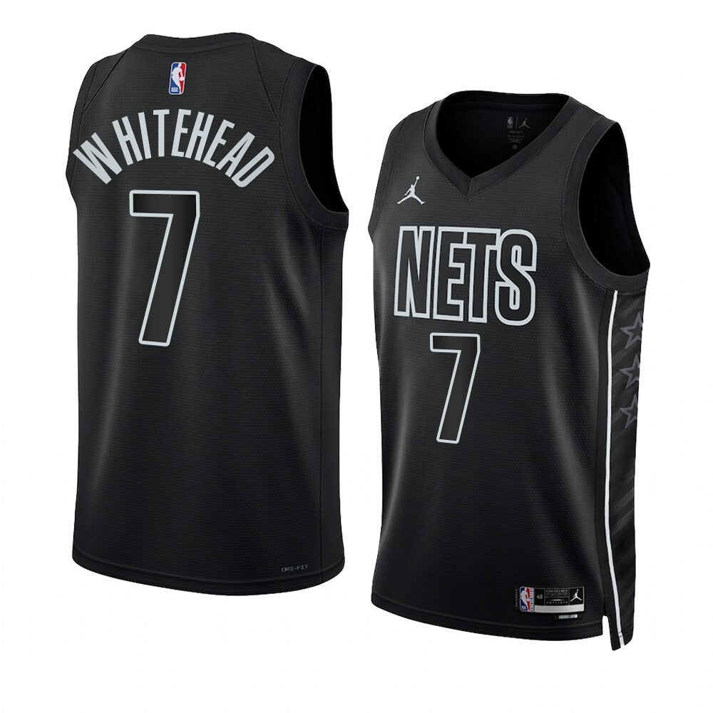 Brooklyn Nets #7 Dariq Whitehead 2023 NBA Draft Men Black Jersey 2022-2023 Statement Edition basketball jersey product view 1
