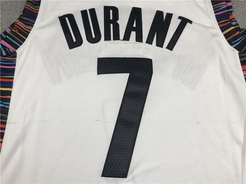 Brooklyn Nets #7 Kevin Durant 19 Nets 7 White City Edition Logo Style 1 Basketball Jersey basketball jersey product view 1