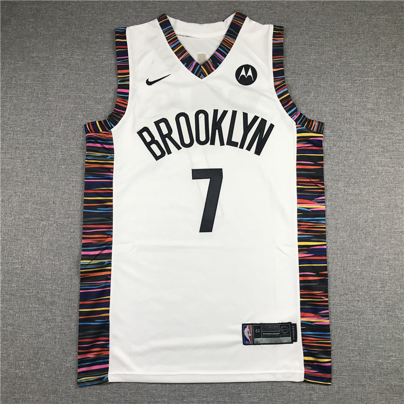 Brooklyn Nets #7 Kevin Durant 19 Nets 7 White City Edition Logo Style 2 Basketball Jersey basketball jersey product view 1