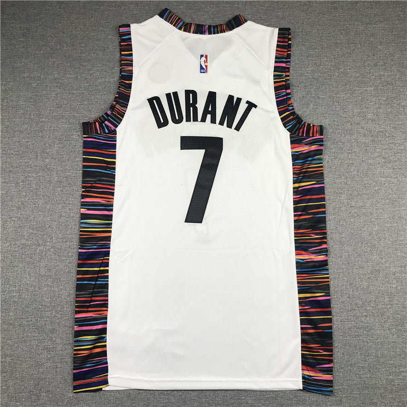 Brooklyn Nets #7 Kevin Durant 19 Nets 7 White City Edition Logo Style 4 Basketball Jersey basketball jersey product view 1