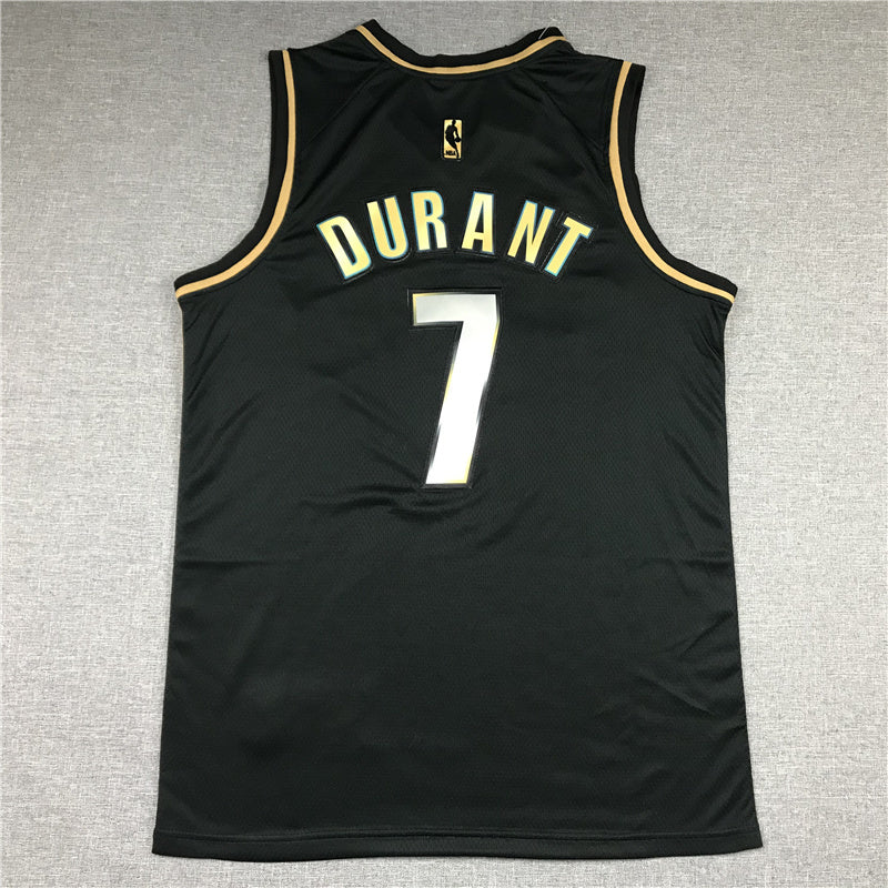 Brooklyn Nets #7 Kevin Durant New Black Gold Style 1 Basketball Jersey basketball jersey product view 1