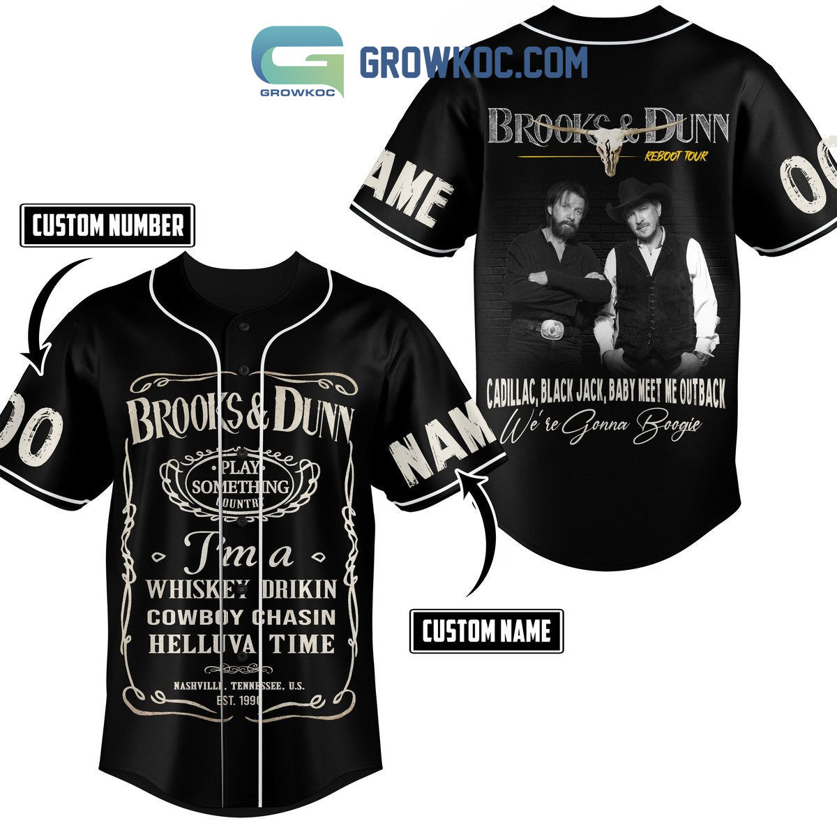 Brooks & Dunn Play Something Country Personalized Baseball Jersey baseball jersey product view 1