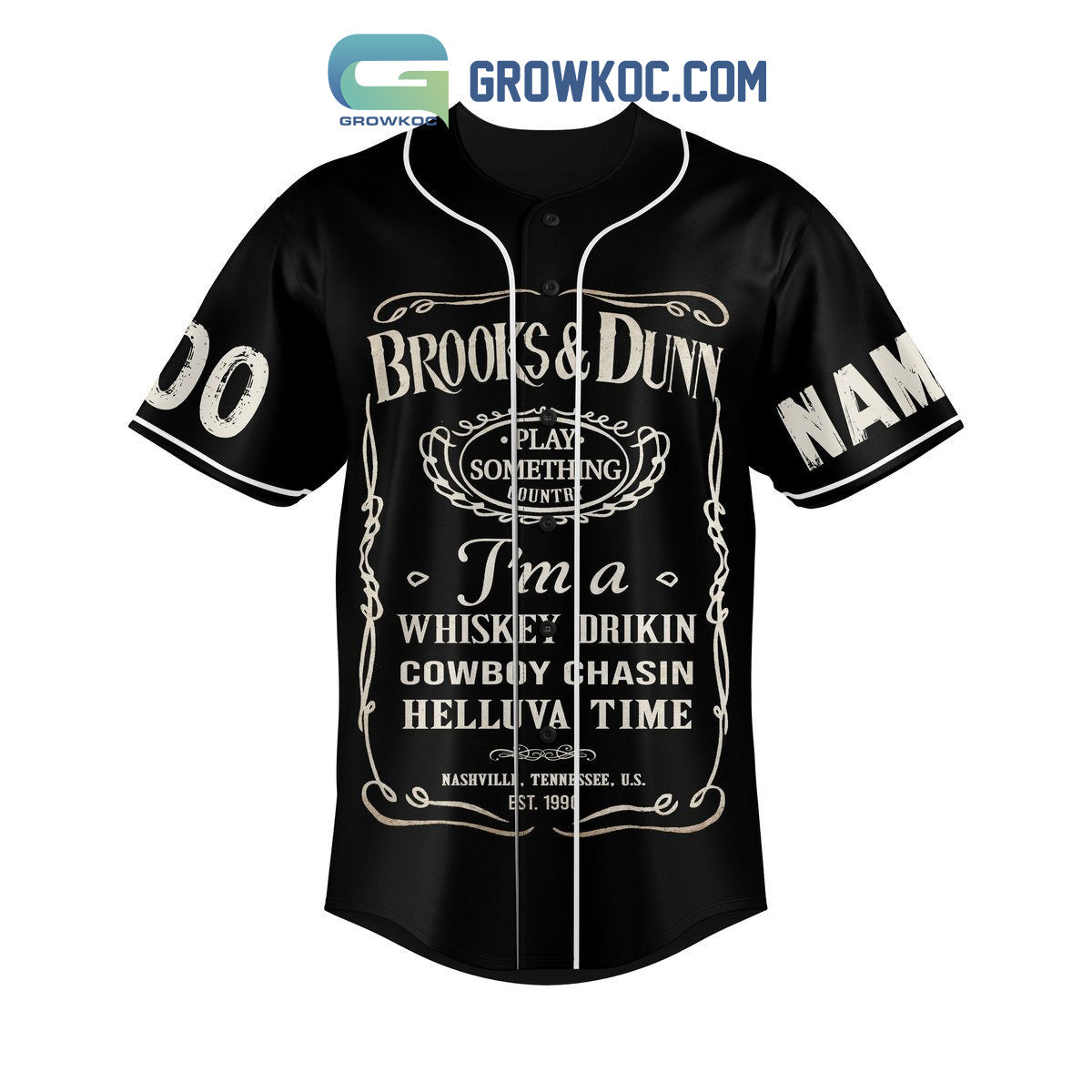 Brooks & Dunn Play Something Country Personalized Baseball Jersey baseball jersey product view 3