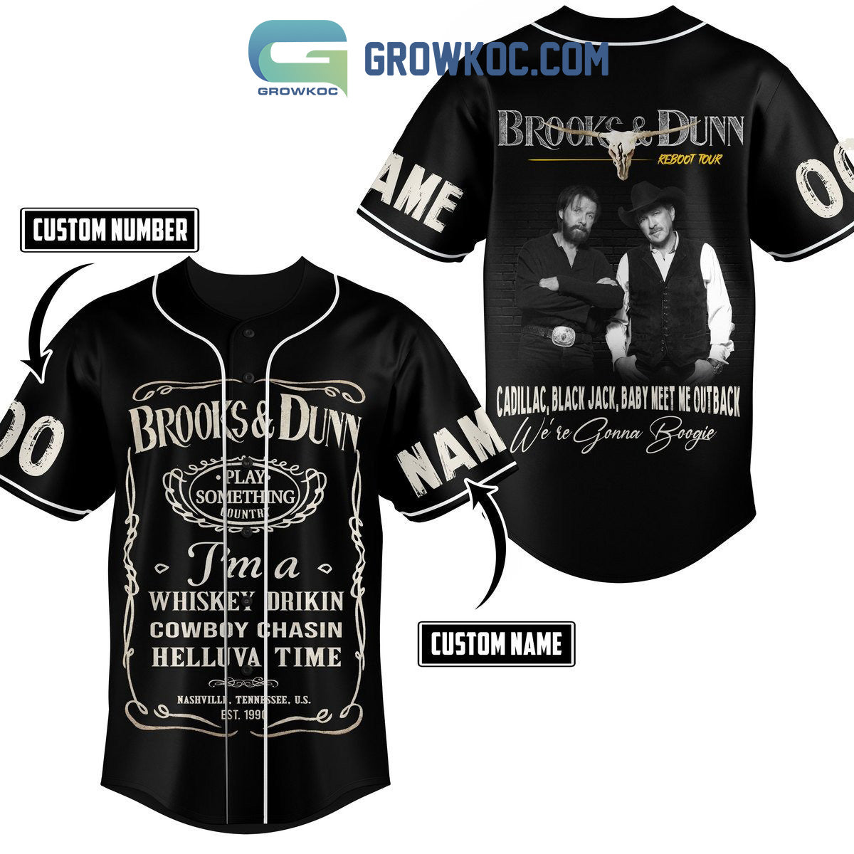 Brooks&Dunn Reboot Tour We’re Gonna Boogie Personalized Baseball Jersey baseball jersey product view 1