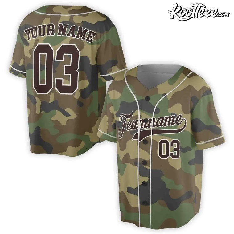 Brown Camo Custom Name Baseball Jersey baseball jersey product view 1