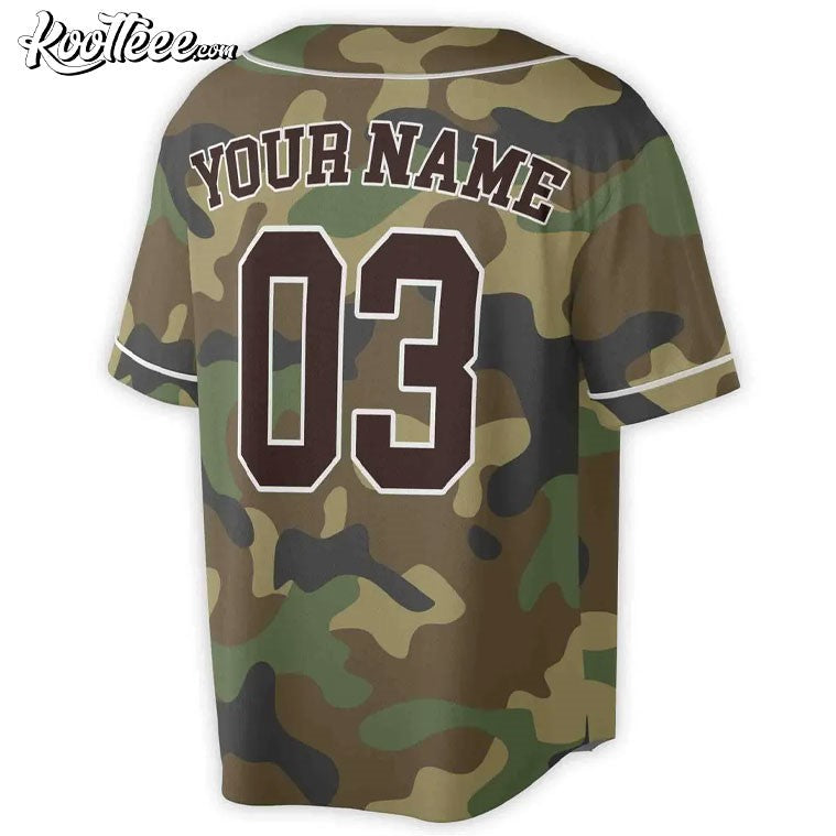 Brown Camo Custom Name Baseball Jersey baseball jersey product view 3