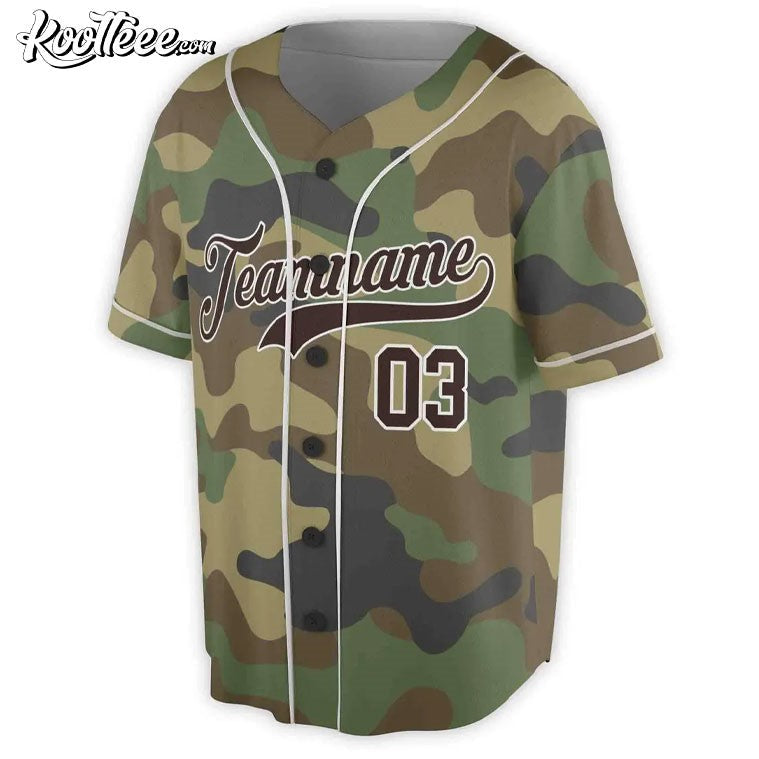 Brown Camo Custom Name Baseball Jersey baseball jersey product view 2