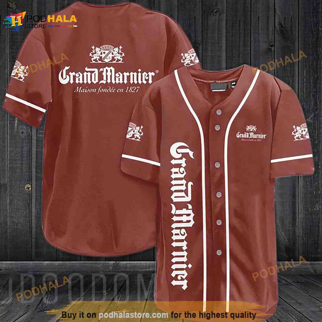 Brown Grand Marnier 3D Baseball Jersey baseball jersey product view 1