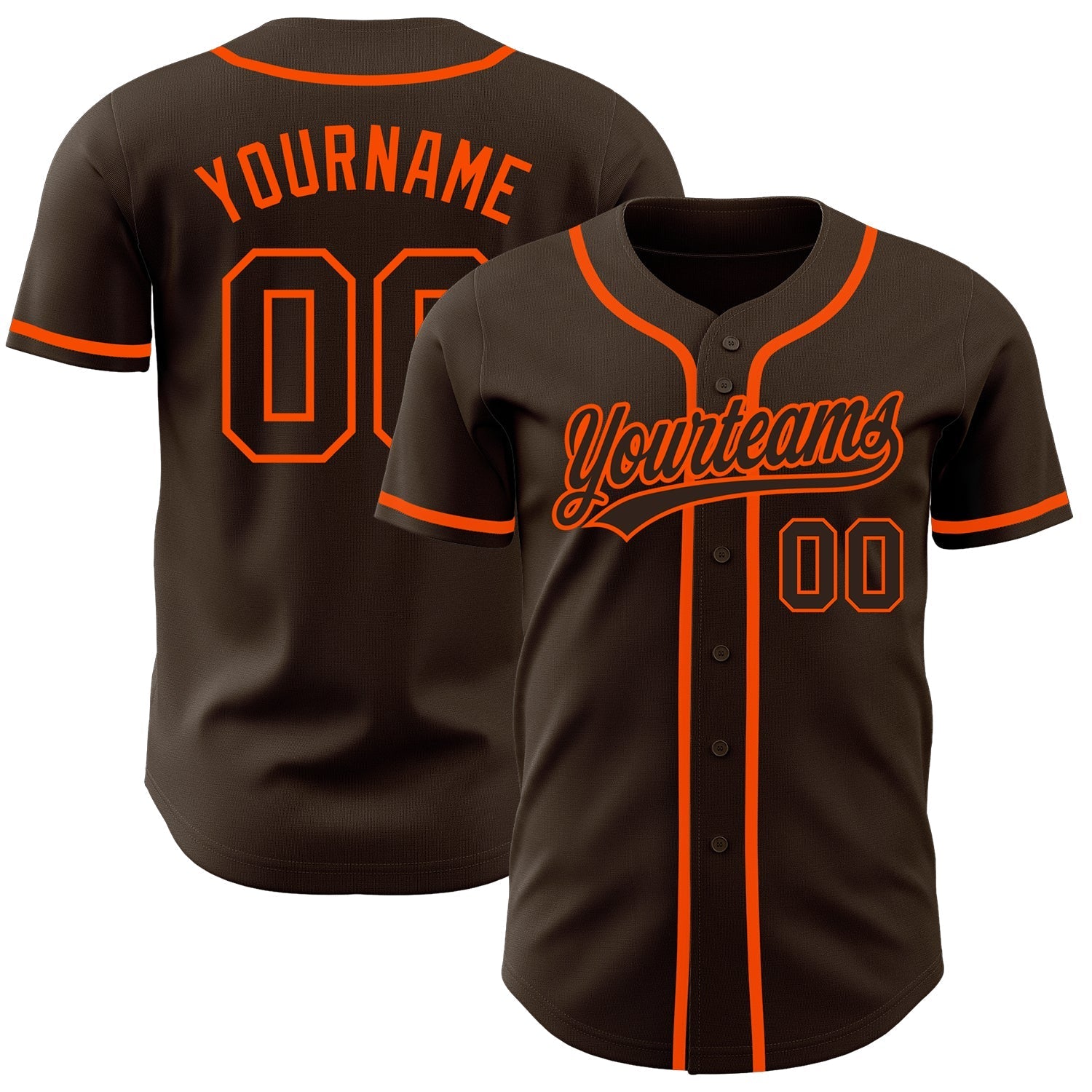 Custom Brown Brown-Orange Authentic Baseball Jersey baseball jersey product view 1