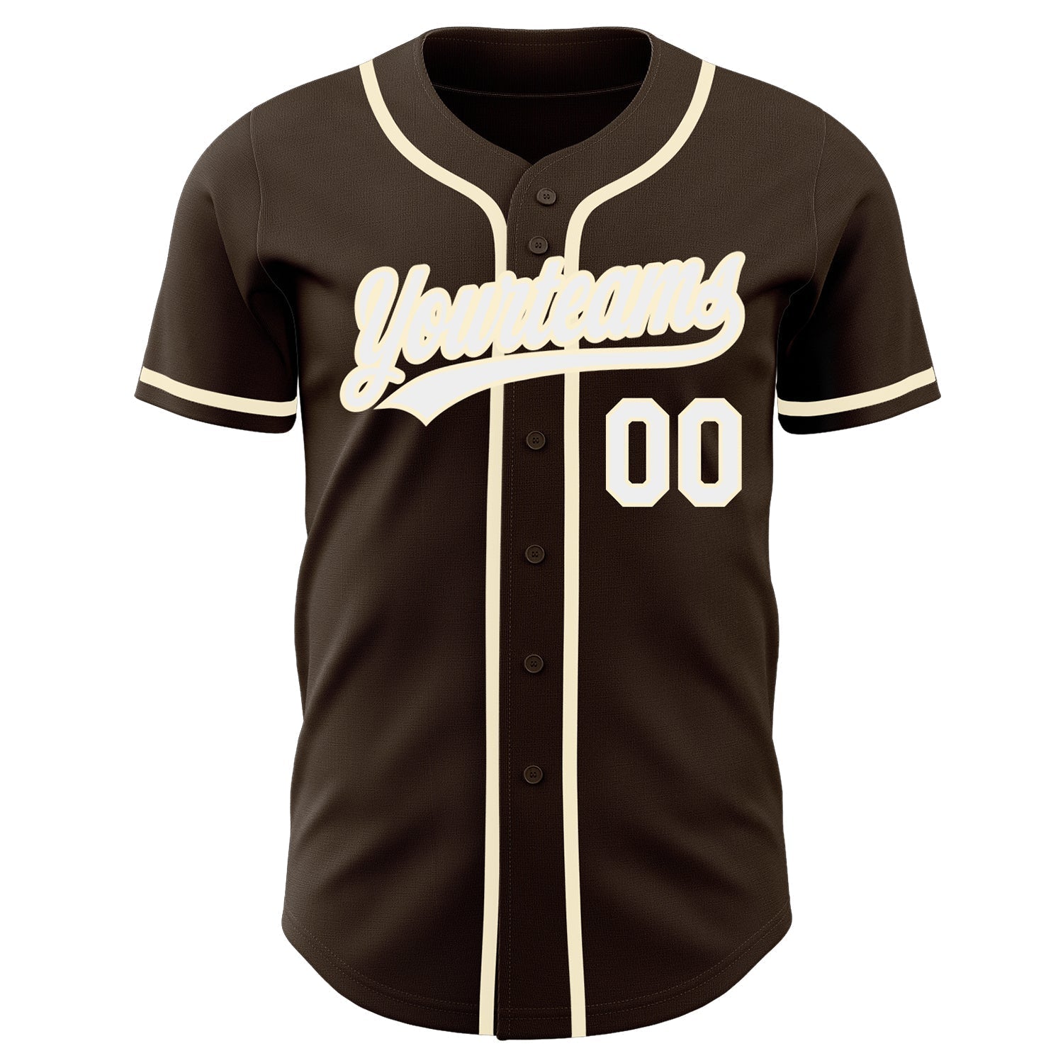 Custom Brown White-Cream Authentic Baseball Jersey baseball jersey product view 2