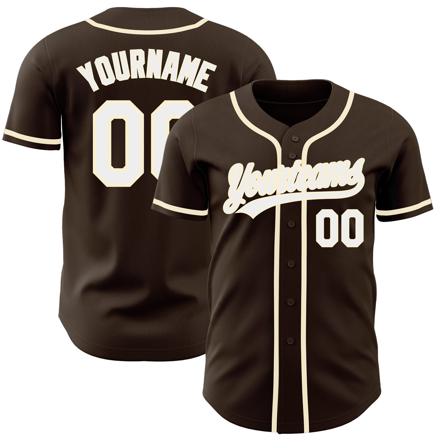 Custom Brown White-Cream Authentic Baseball Jersey baseball jersey product view 1