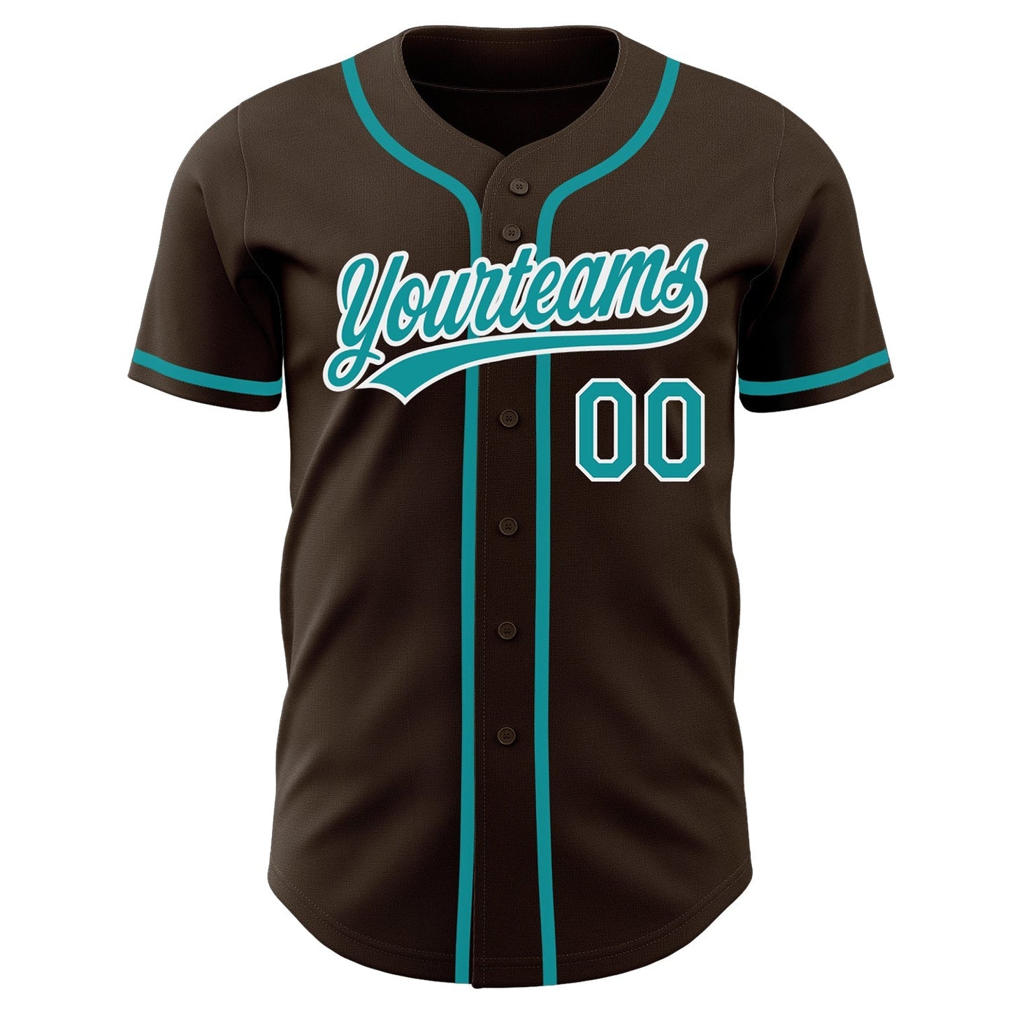 Custom Brown Teal-White Authentic Baseball Jersey baseball jersey product view 2