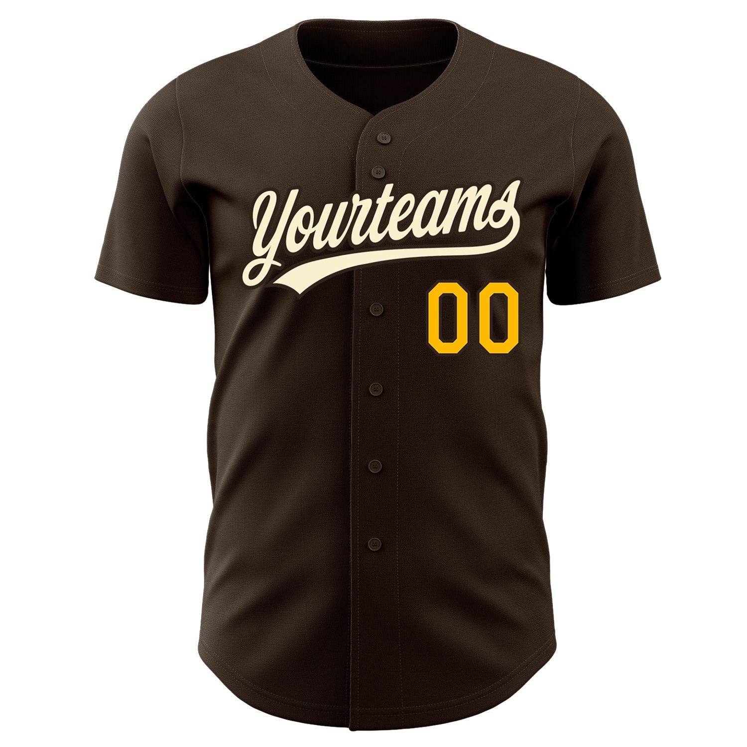 Custom Brown Cream-Gold Authentic Baseball Jersey baseball jersey product view 2