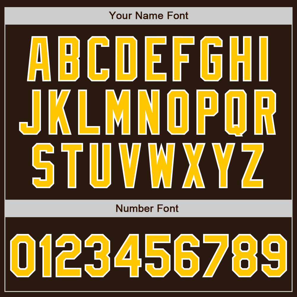 Custom Brown White Pinstripe Gold Authentic Baseball Jersey baseball jersey product view 5