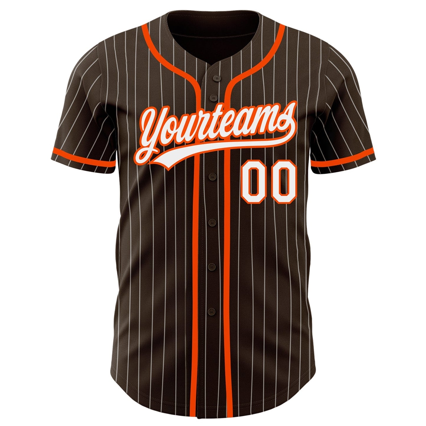 Custom Brown White Pinstripe Orange Authentic Baseball Jersey baseball jersey product view 2