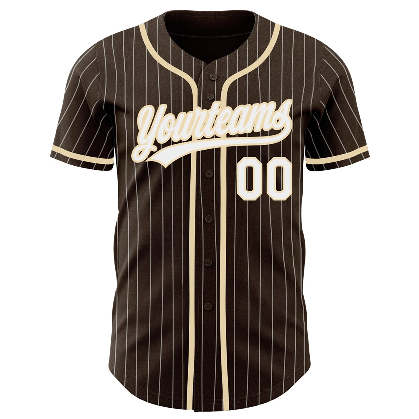 Custom Brown White Pinstripe City Cream Authentic Baseball Jersey baseball jersey product view 2