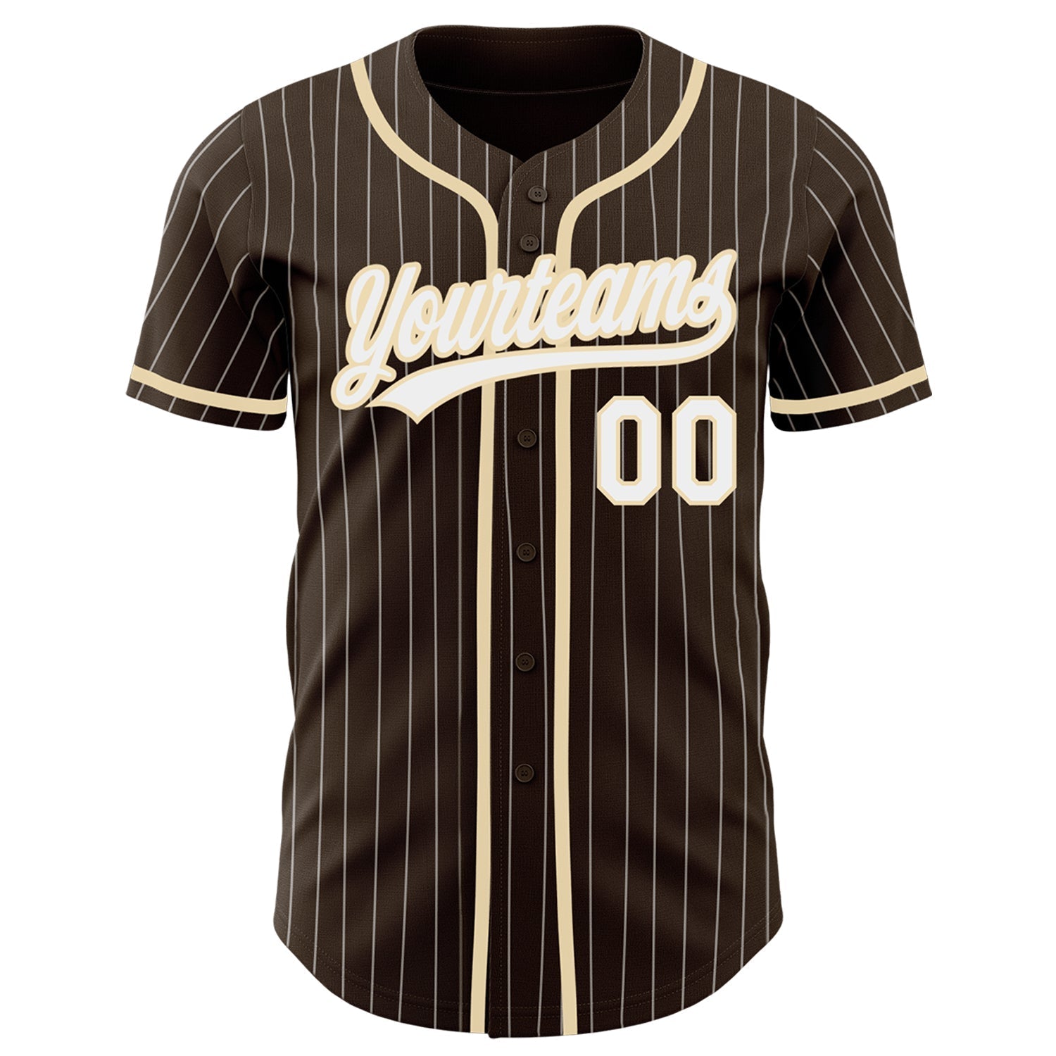 Custom Brown White Pinstripe City Cream Authentic Baseball Jersey baseball jersey product view 2