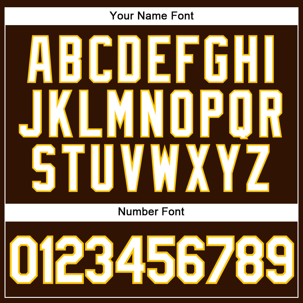 Custom Brown White Pinstripe Yellow Authentic Baseball Jersey baseball jersey product view 5