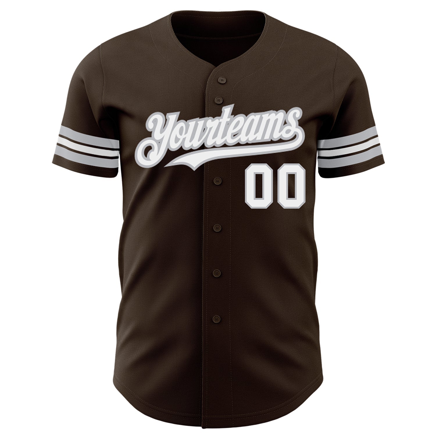 Custom Brown White-Gray Authentic Baseball Jersey baseball jersey product view 2