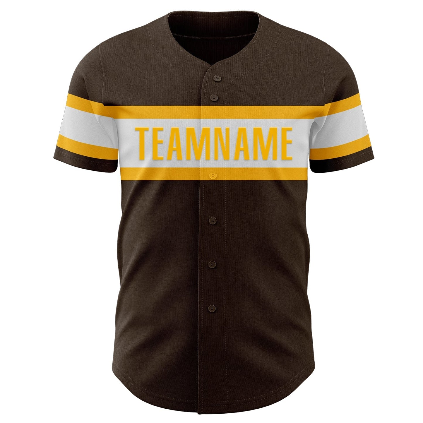 Custom Brown White-Gold Authentic Baseball Jersey baseball jersey product view 2