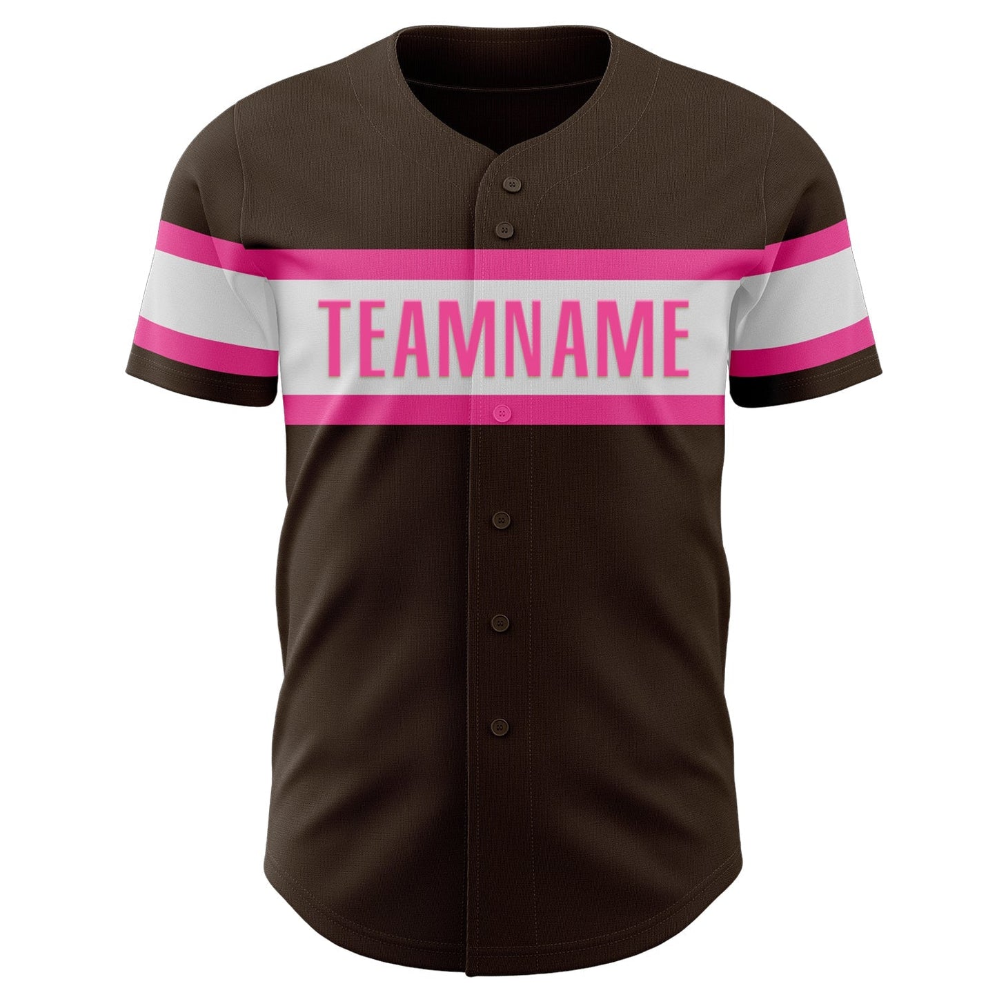 Custom Brown White-Pink Authentic Baseball Jersey baseball jersey product view 2