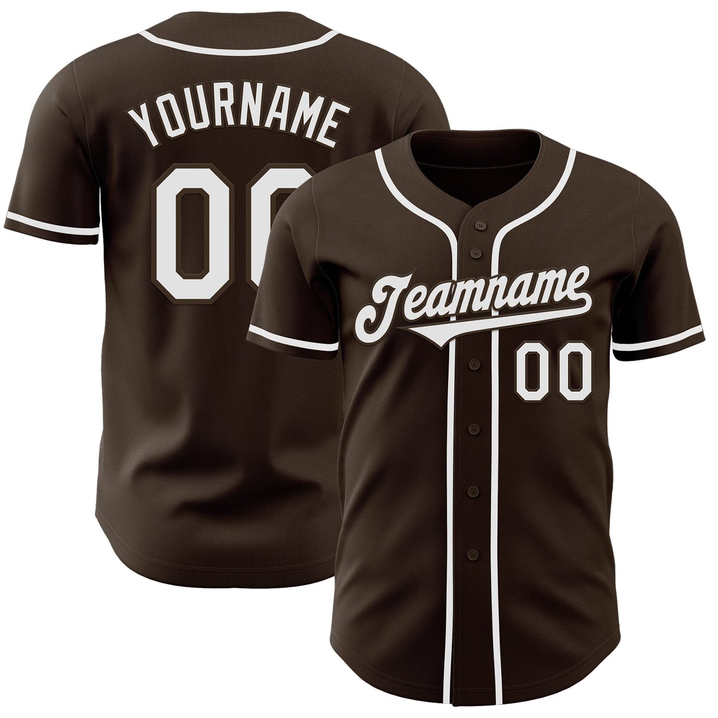 Custom Brown White Authentic Baseball Jersey baseball jersey product view 1