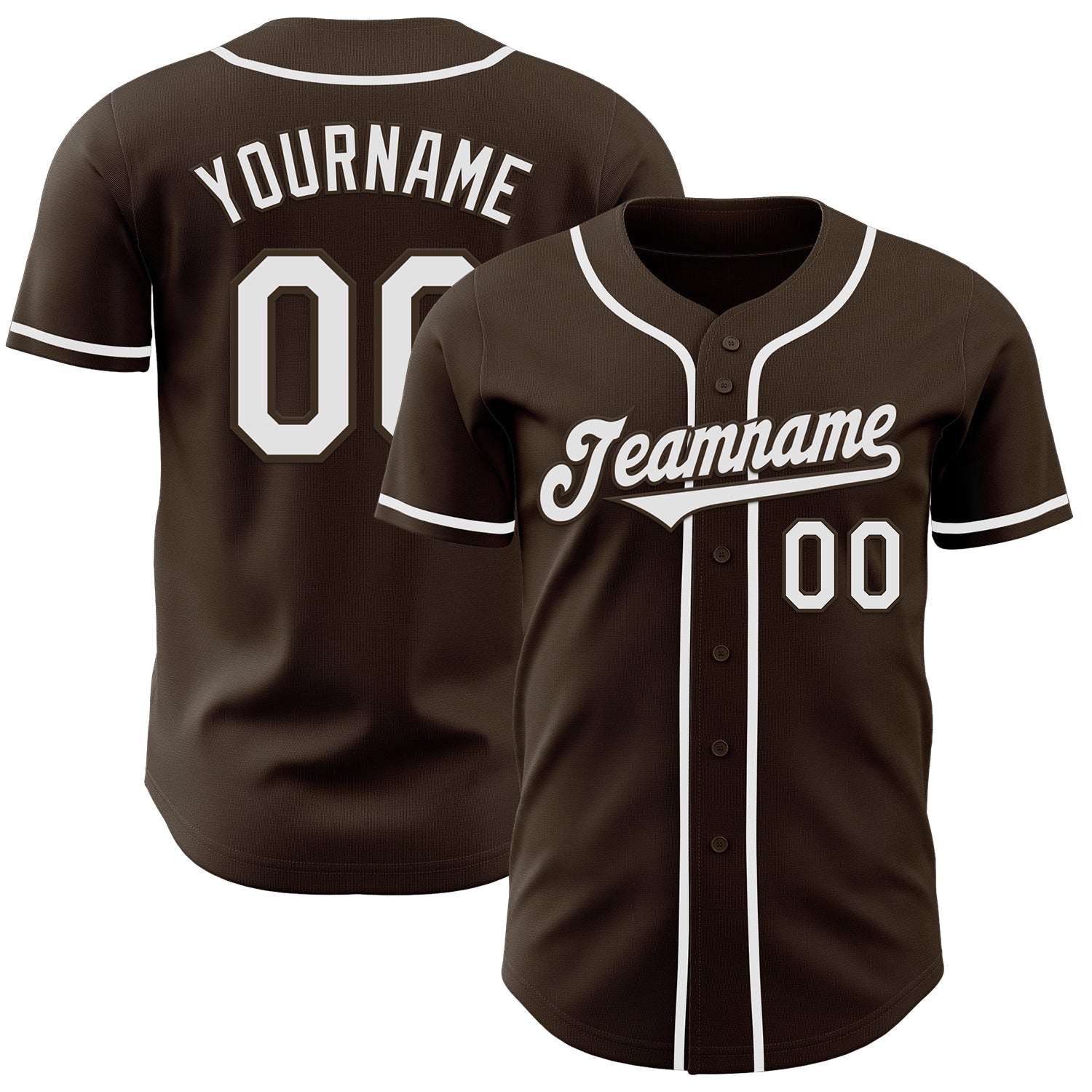 Custom Brown White Authentic Baseball Jersey baseball jersey product view 1