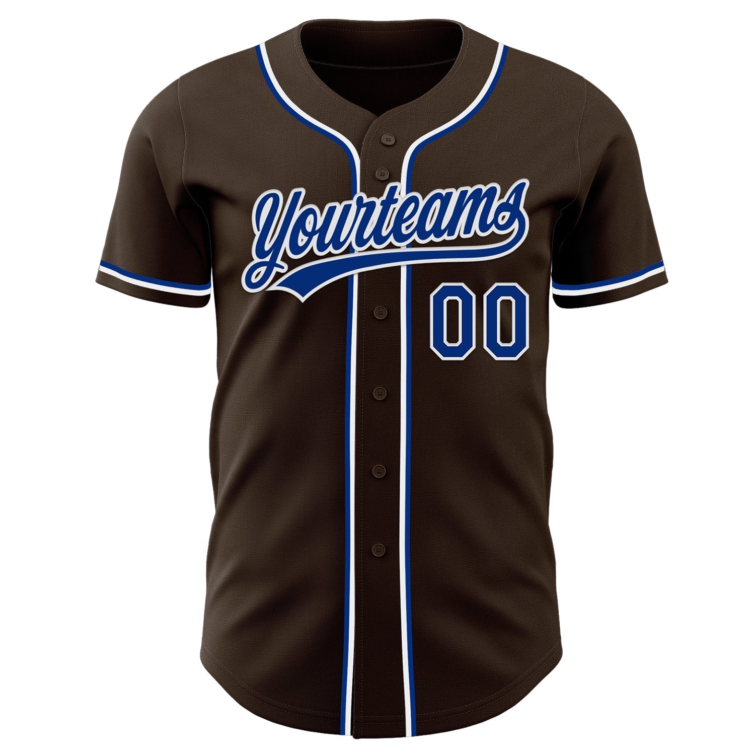 Custom Brown Royal-White Authentic Baseball Jersey baseball jersey product view 2