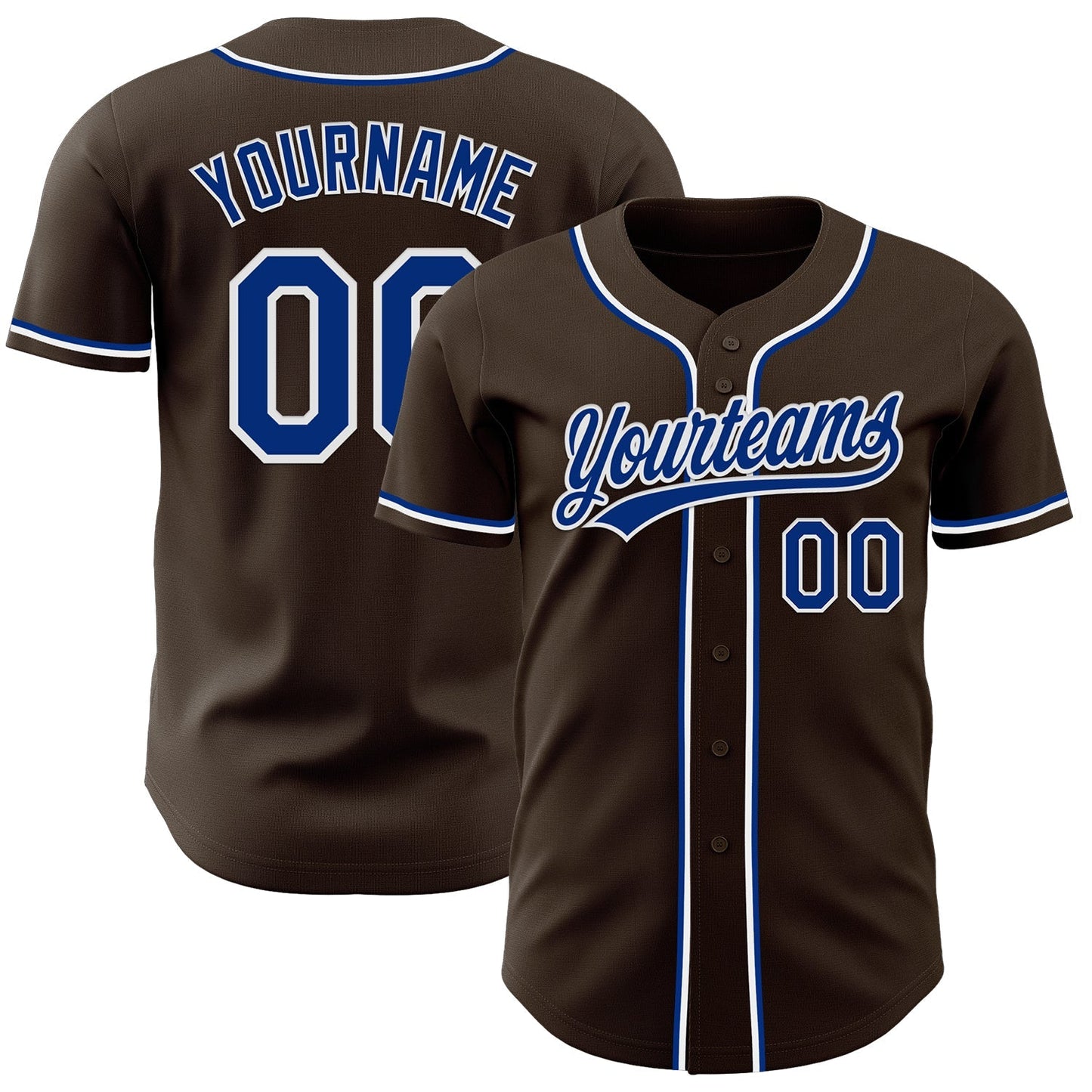 Custom Brown Royal-White Authentic Baseball Jersey baseball jersey product view 1