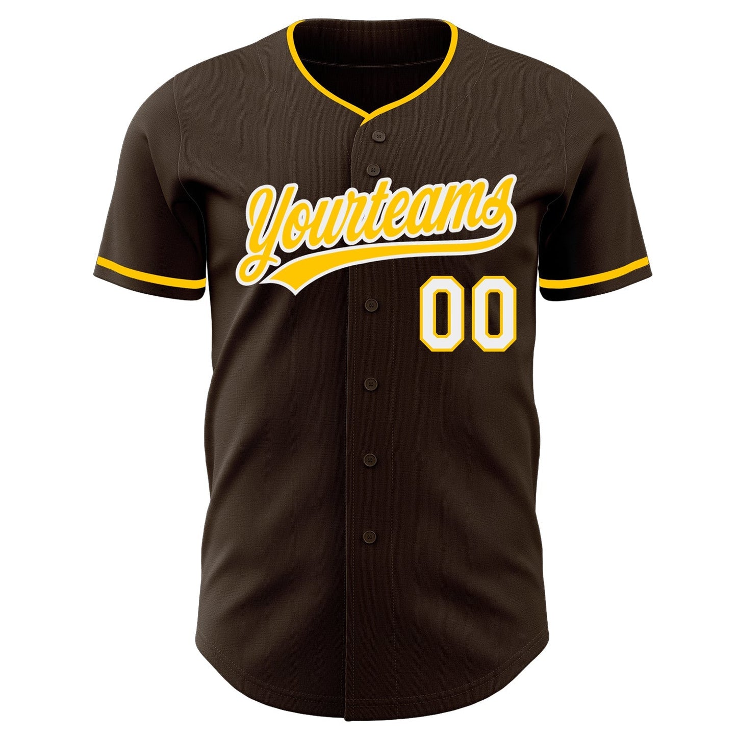 Custom Brown Yellow-White Authentic Baseball Jersey baseball jersey product view 2