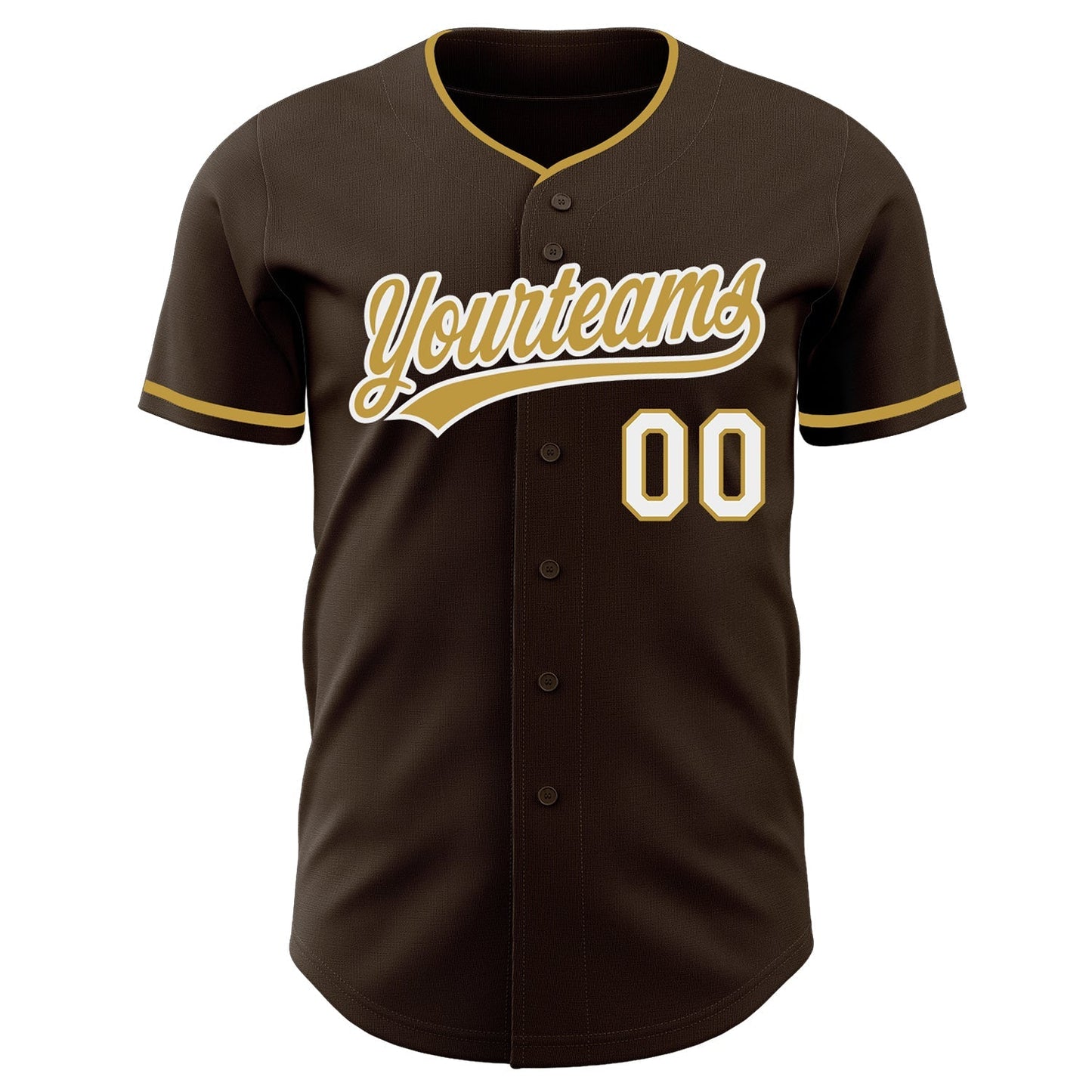 Custom Brown Old Gold-White Authentic Baseball Jersey baseball jersey product view 2