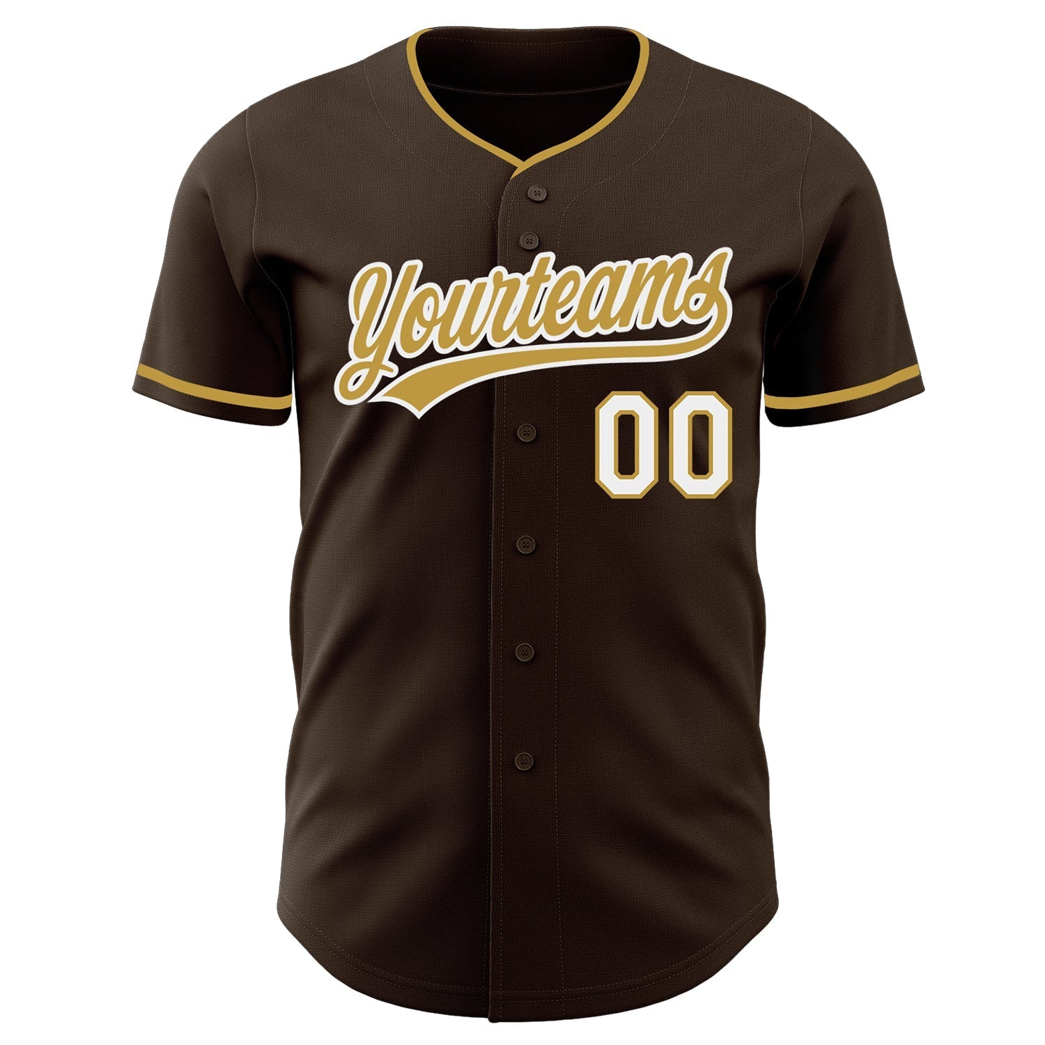 Custom Brown Old Gold-White Authentic Baseball Jersey baseball jersey product view 2