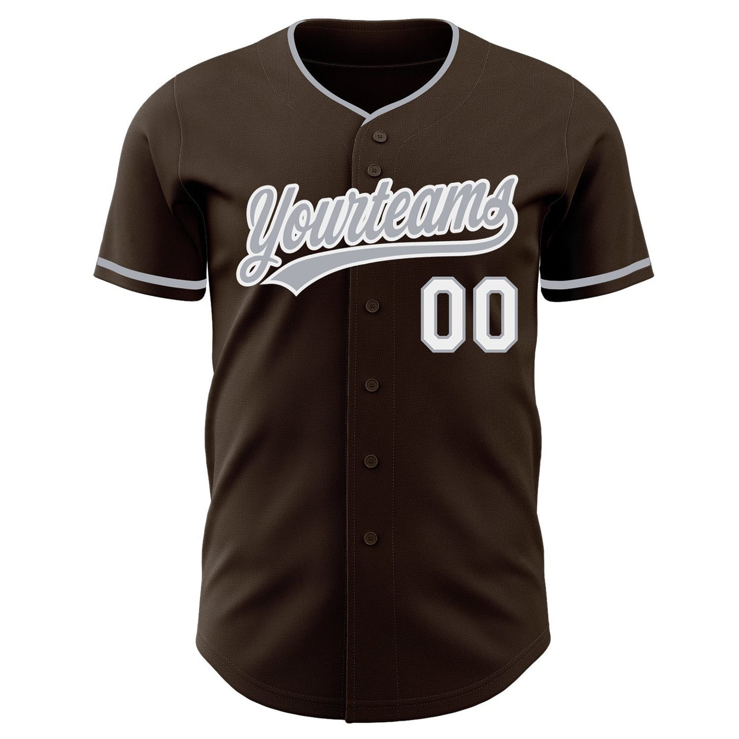 Custom Brown Gray-White Authentic Baseball Jersey baseball jersey product view 2
