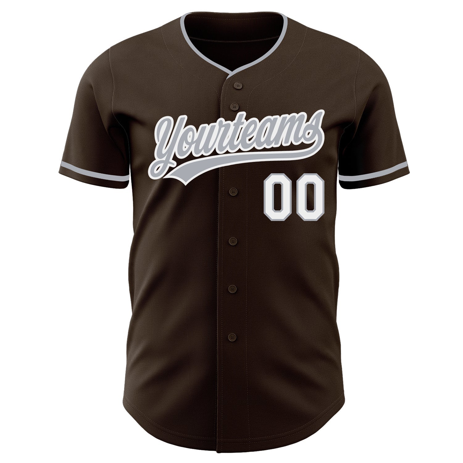 Custom Brown Gray-White Authentic Baseball Jersey baseball jersey product view 2