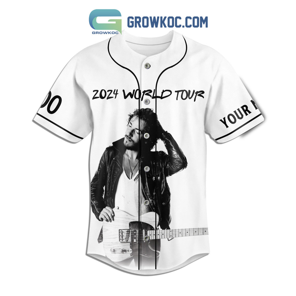Bruce Springsteen Thunder Road 2024 World Tour Personalized Baseball Jersey baseball jersey product view 2