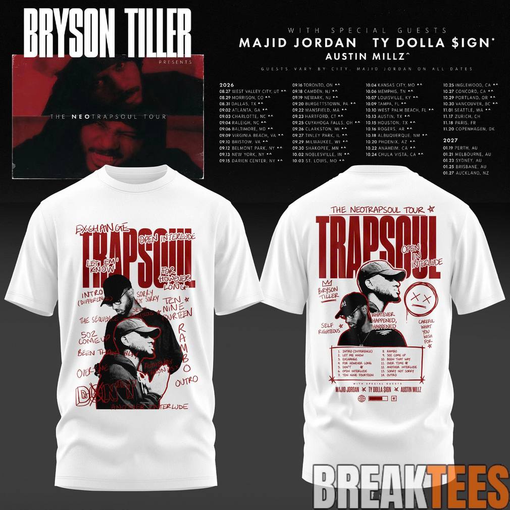 Bryson Tiller The Neo Trapsoul Tour 2026 Shirt Unisex T-shirt, Sweatshirt, Hoodie, Long Sleeve Tee - T-Shirt, Sweatshirt, Hoodie