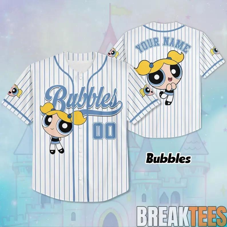 Bubbles The Powerpuff Girls Baseball Jersey Kid & Adults Unisex T-shirt, Sweatshirt, Hoodie, Long Sleeve Tee - T-Shirt, Sweatshirt, Hoodie