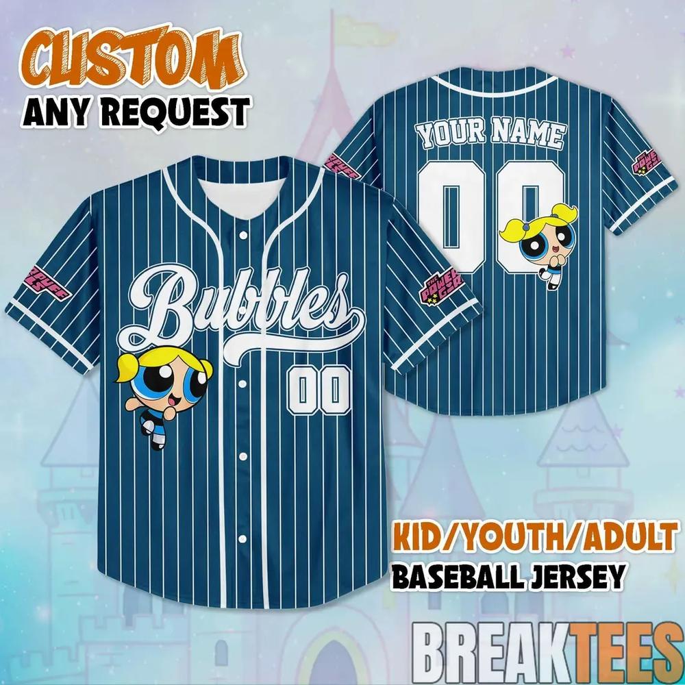 Bubbles The Powerpuff Girls Baseball Jersey V1 Unisex T-shirt, Sweatshirt, Hoodie, Long Sleeve Tee - T-Shirt, Sweatshirt, Hoodie